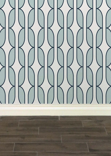 K&L Signature Wallpaper - White & Teal | Practical Home