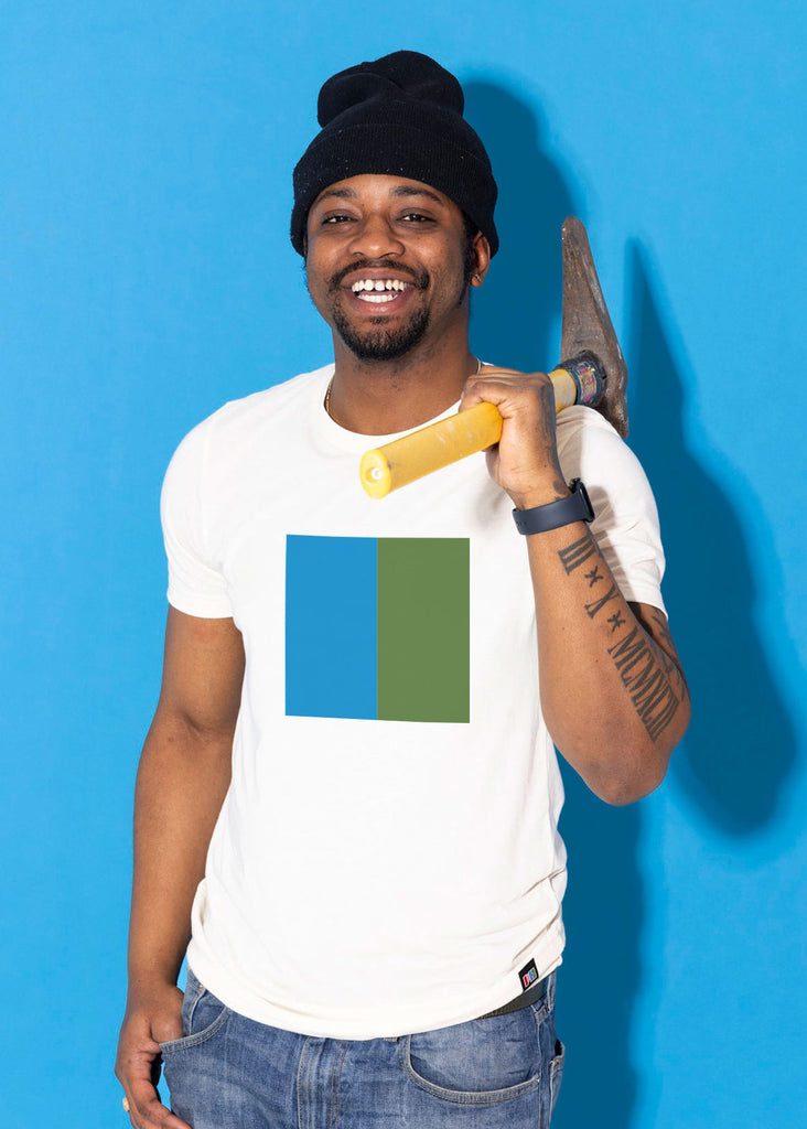 Color Block Unisex Tee - Natural, Blue & Green