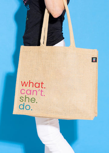 'What Can't She Do' Jute Market Bag