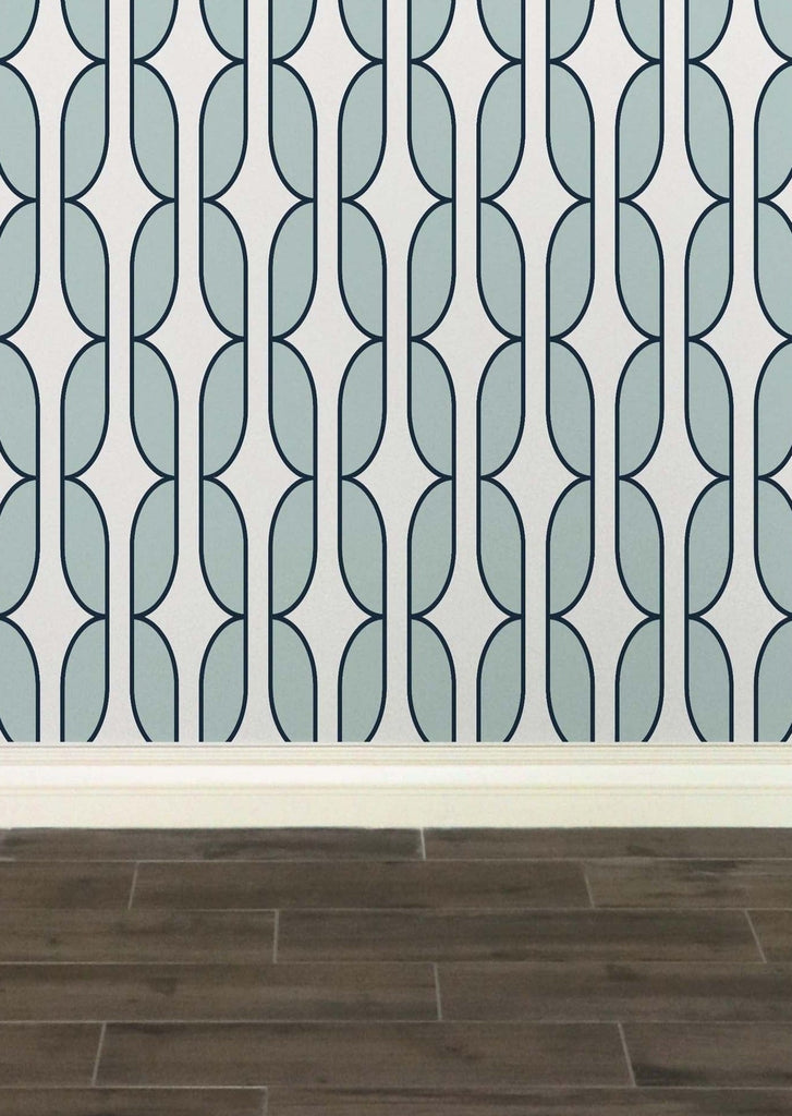 K&L Signature Wallpaper - White & Teal | Practical Home