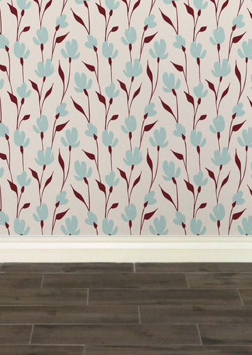 Modflower Wallpaper - Light Blue Multi | Practical Home