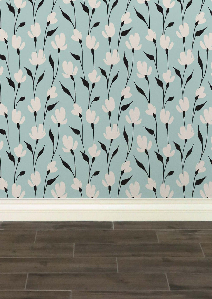 Modflower Wallpaper - Light Blue | Practical Home