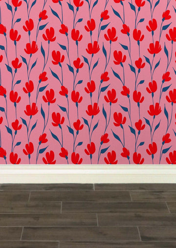 Modflower Wallpaper - Pink | Practical Home